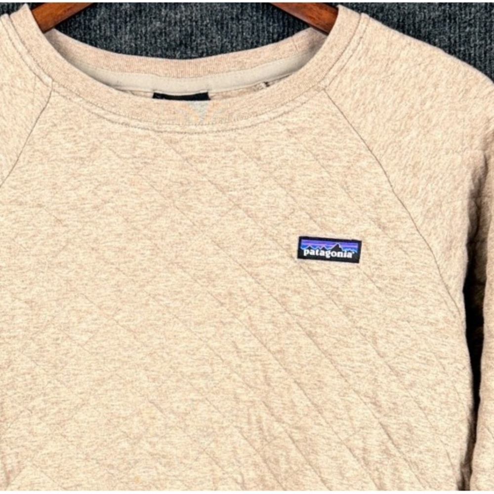 Patagonia‎ Quilted Organic Cotton Crewneck Sweatshirt Pullover Tan Small